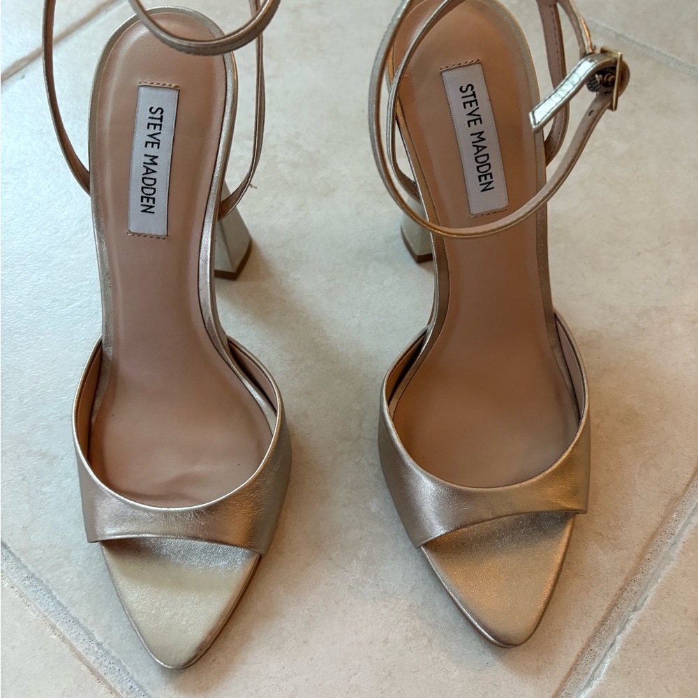 Steve Madden Beki Leather Sculptural Heel Dress Sandals